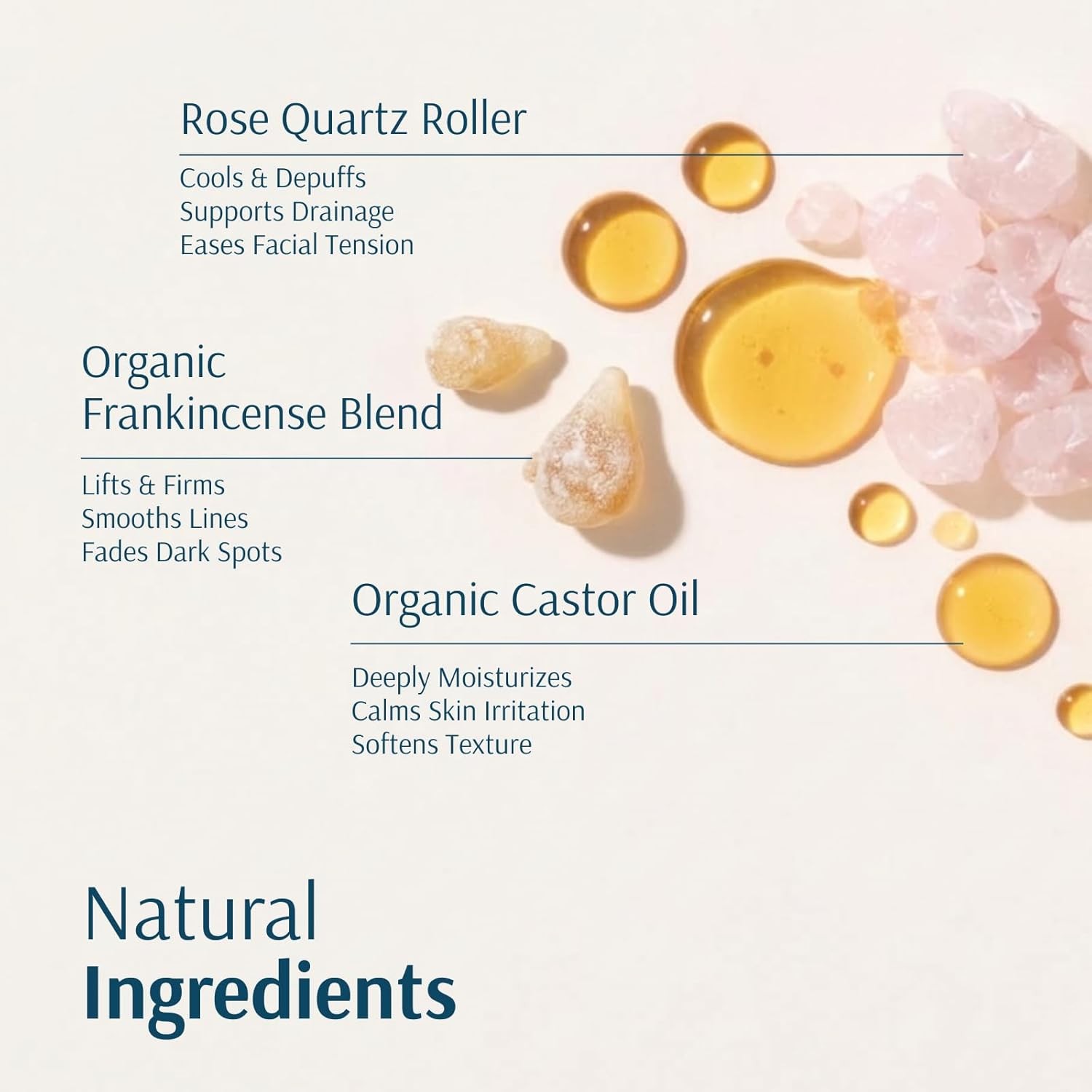 Holistic Goddess Organic Frankincense & Castor Oil Roll-On with Rose Quartz Ro