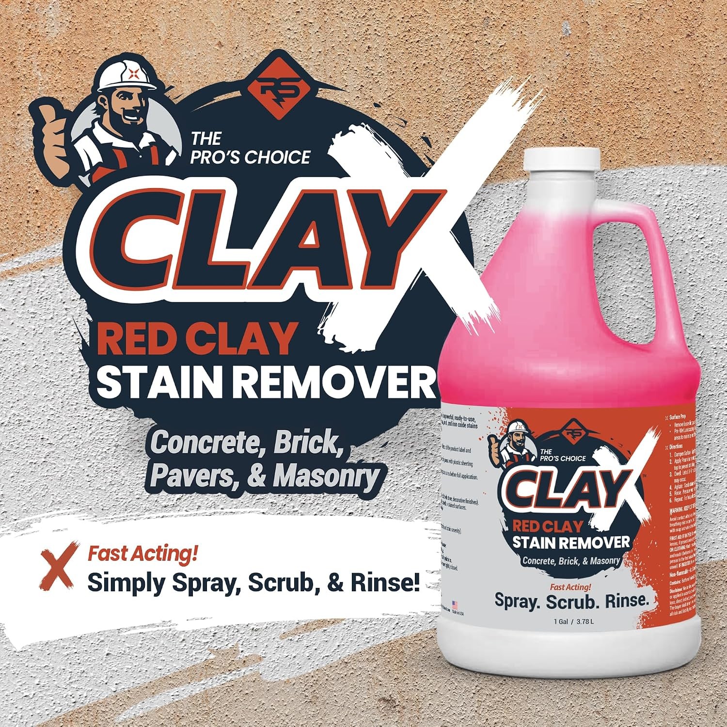 Clay-X Red Clay Stain Remover – 1 Gallon Removes Red Clay Stains & Rust from
