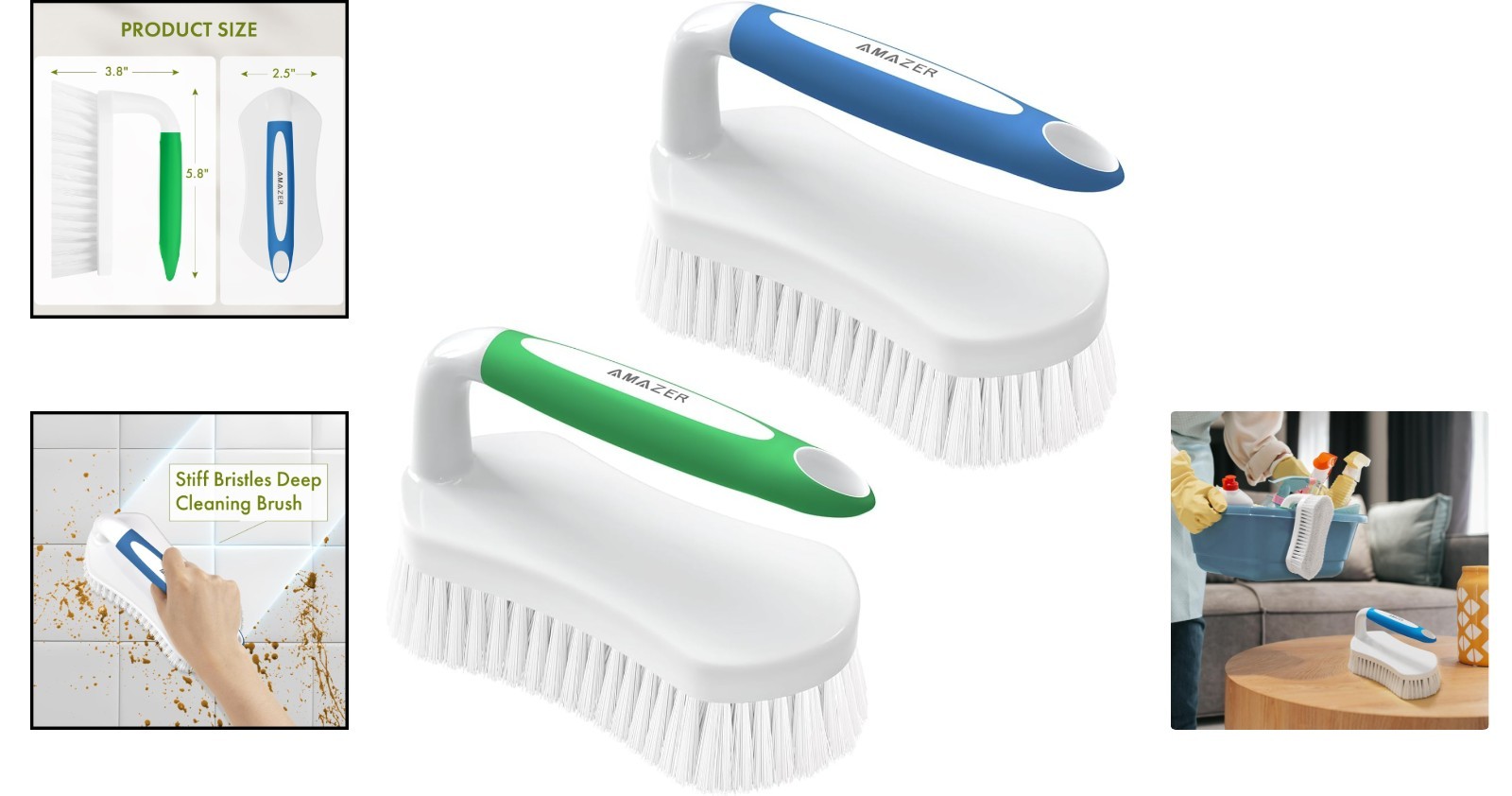 Comfort Grip Scrub Brushes for Home – 2-Pack Durable Cleaner for All Surfaces