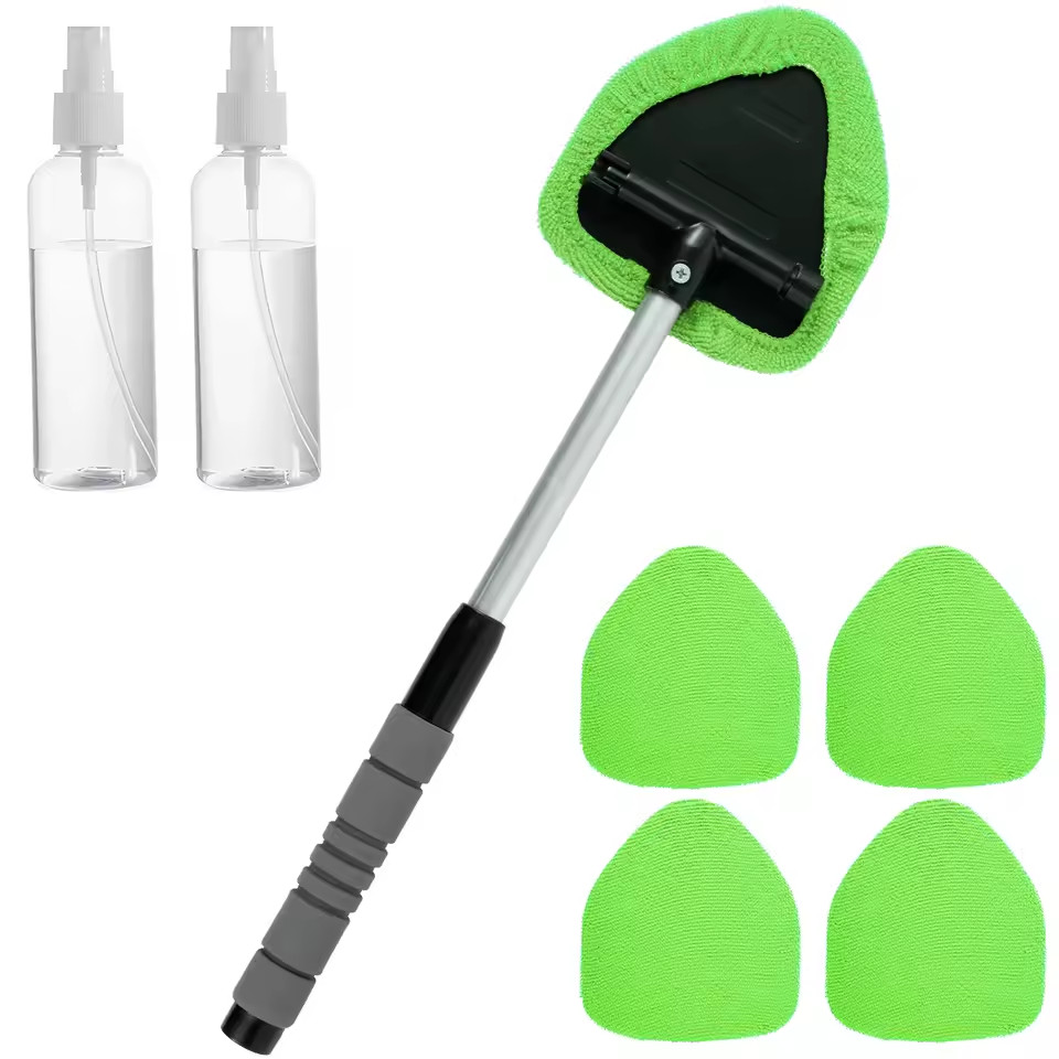 Window Scraping Mist Eliminator Microfiber Car Window Cleaner Telescopic Wind