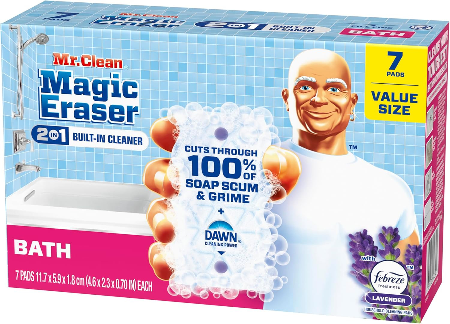 Mr. Clean Magic Eraser Sponge, Bathroom Cleaner, Soap Scum Shower & Tub Cleaner,