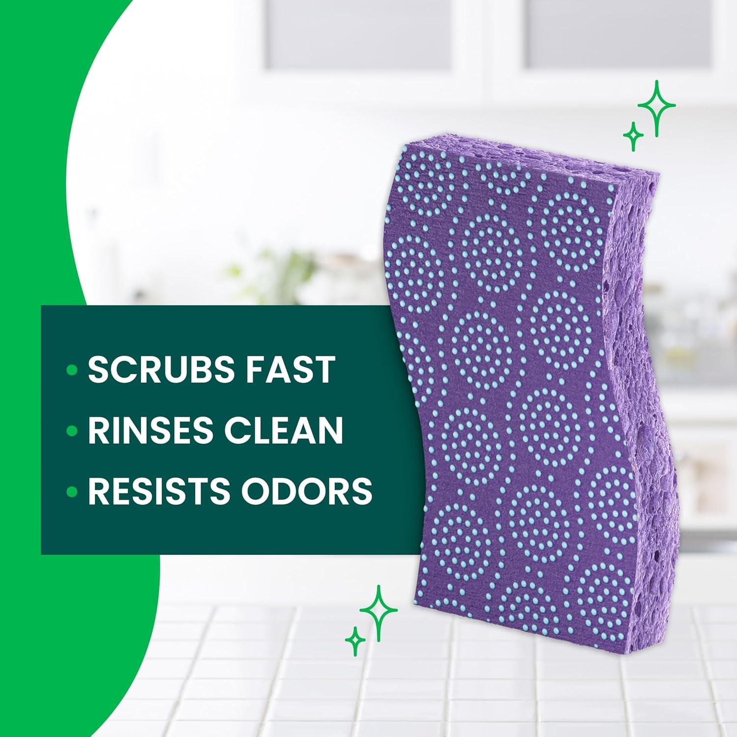 Scrub Dots Non-Scratch Scrub Sponge, Rinses Clean, for Washing Dishes and