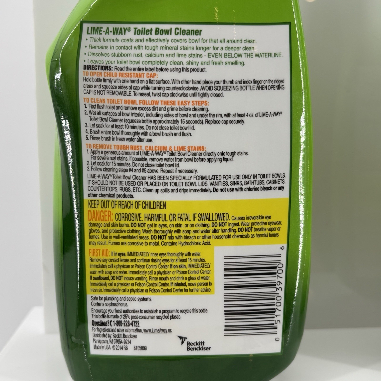Lime-A-Way Toilet Bowl Cleaners Thick Gel Formula 16 oz Rust Lim Calcium Remover