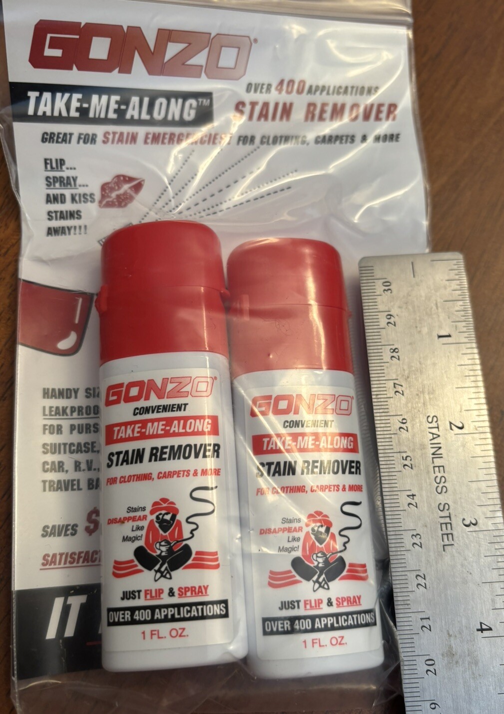 TWO GONZO Take Me Along Magic Stain Spot Remover Spray 1 FL OZ Each TOTAL 2 OZ