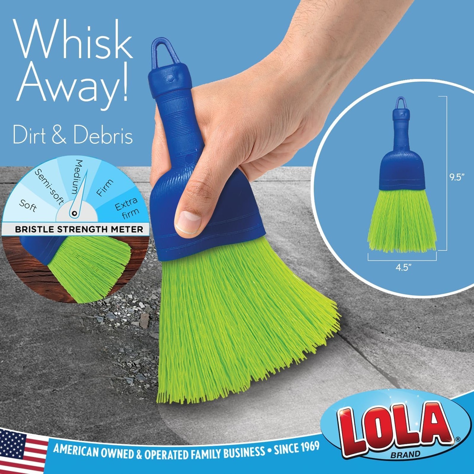 Hand Broom Durable Bristles 2 Pack Indoor Outdoor Compact Hang Hole Cleaning