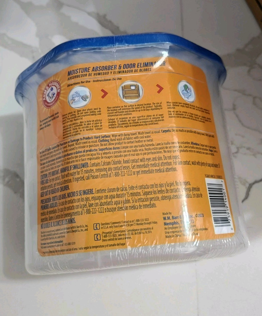 Arm & Hammer Moisture Absorber Odor Eliminator 14 oz Tub x 3 Baking Soda Clean