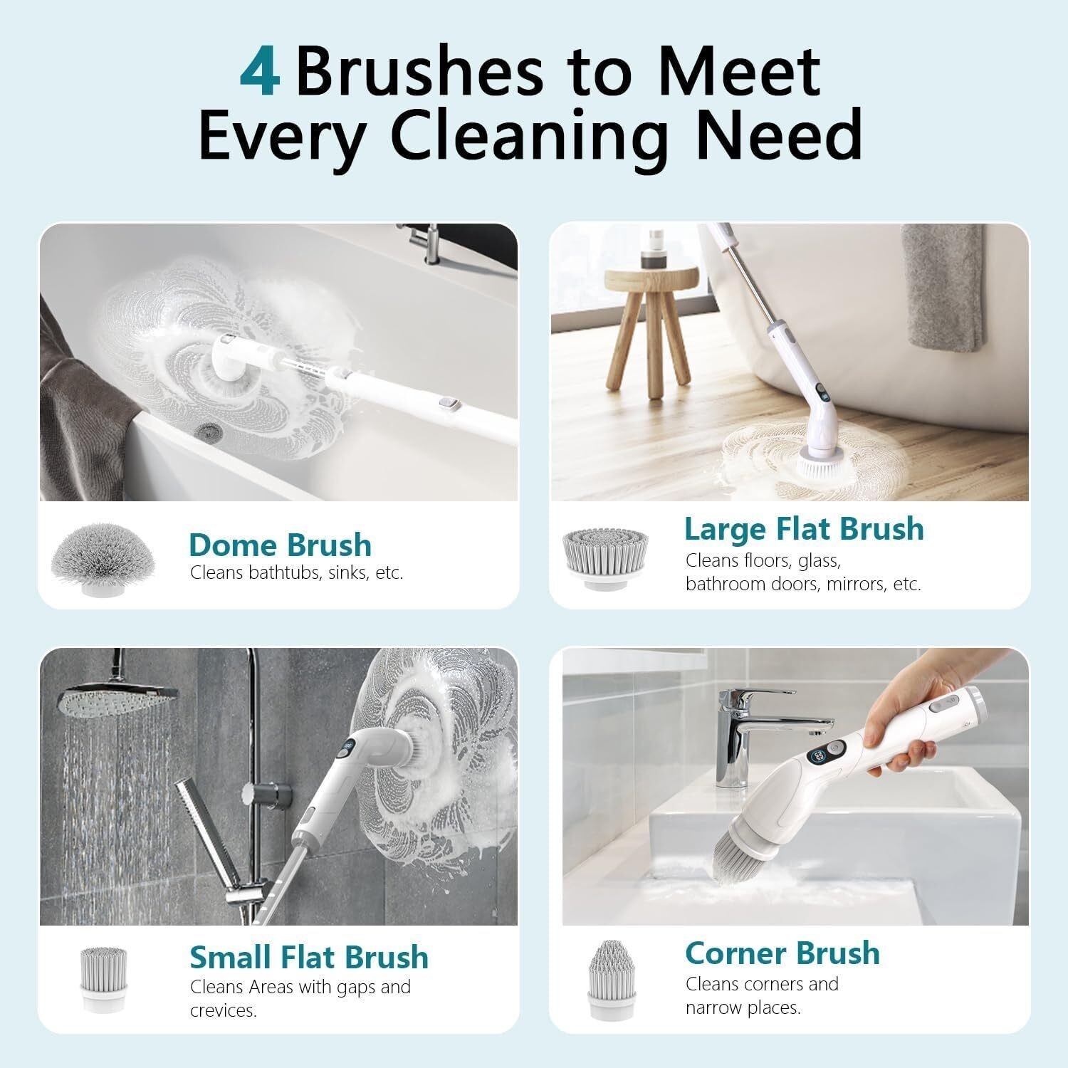 Electric Spin Scrubber Full-Body IPX7 Waterproof Bathroom Cleaning Cordless New