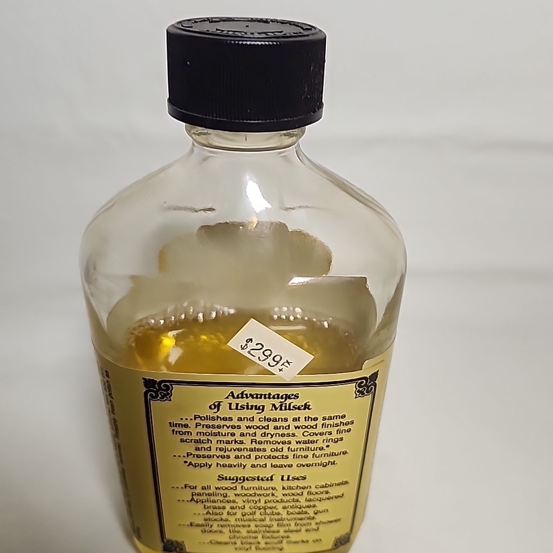Vintage Milsek Furniture Polish & Cleaner W/ Lemon Oil Glass 12 Oz Bottle