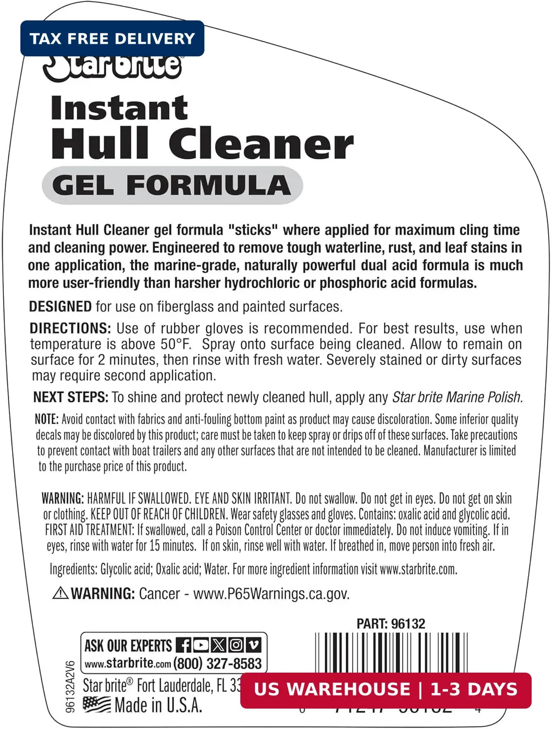 STAR BRITE Instant Hull Cleaner – 32 Oz Gel Spray – Easily Remove Stains, Scum L