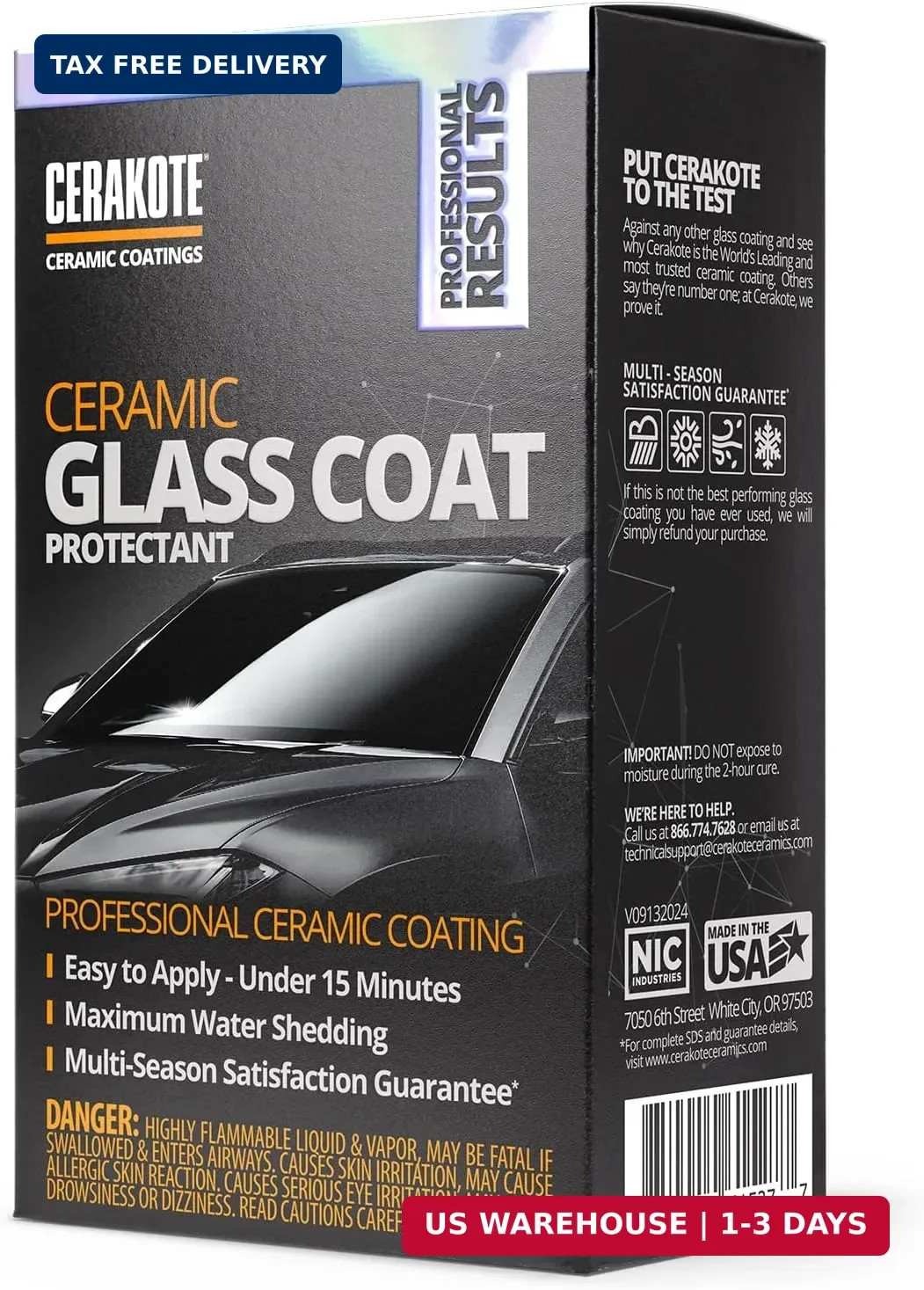 CERAKOTE® Ceramic Glass Coat Protectant – Hydrophobic Automotive Rain Repellant,