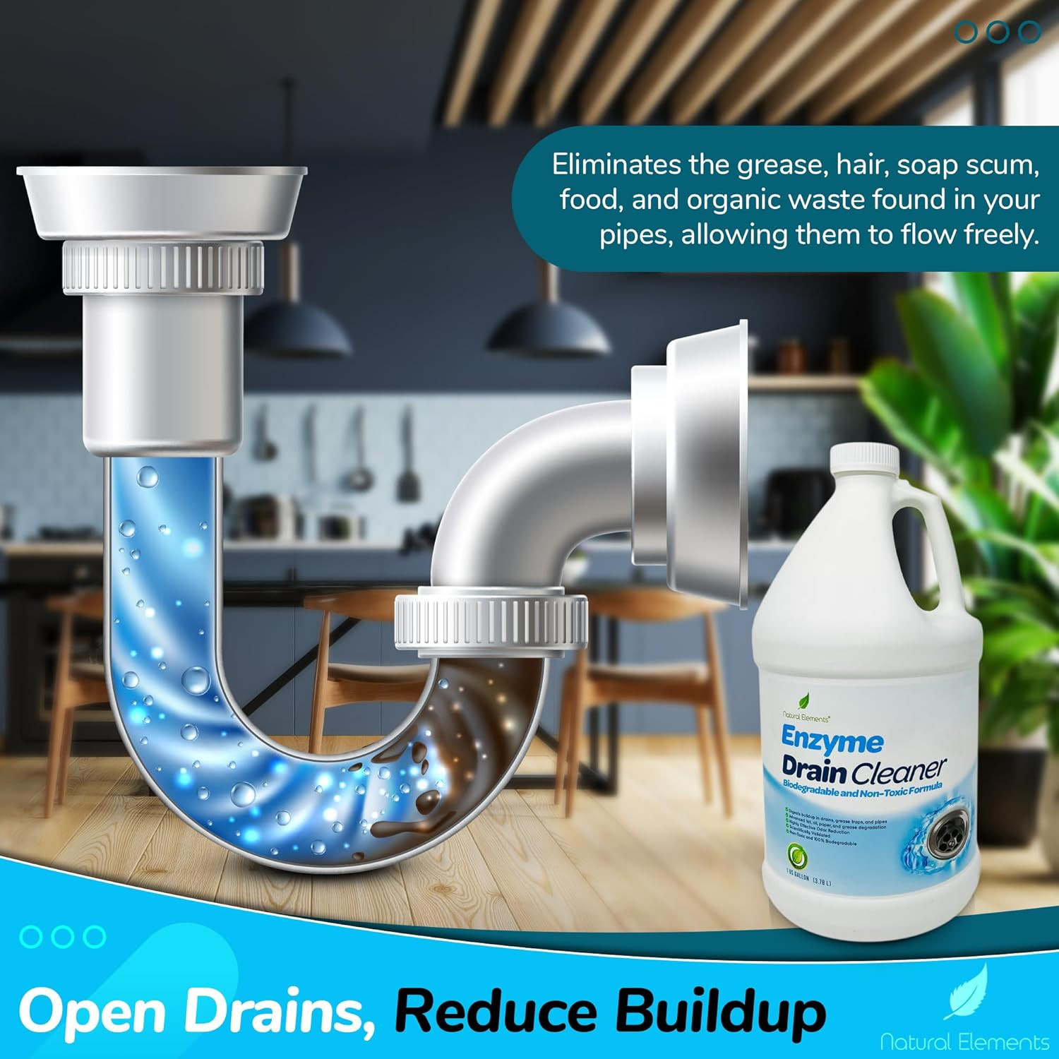Enzyme Drain Cleaner | Digest Grease, Fats, and Paper Buildup in Drains, Septic