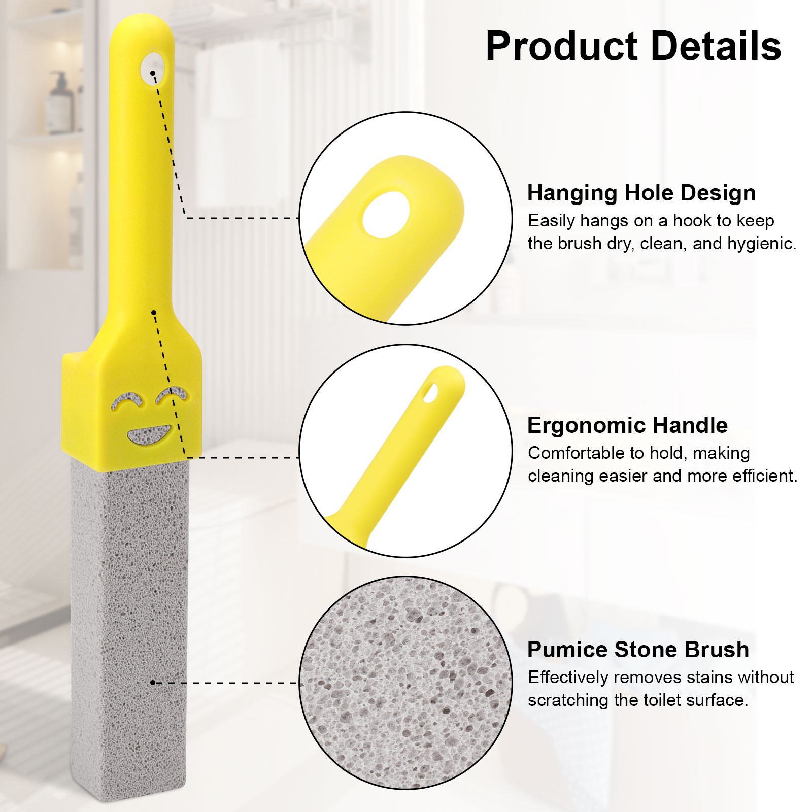 10x Bathroom Pumice Stone Toilet Brush Set Rust Limescale Remove Cleaning Tools