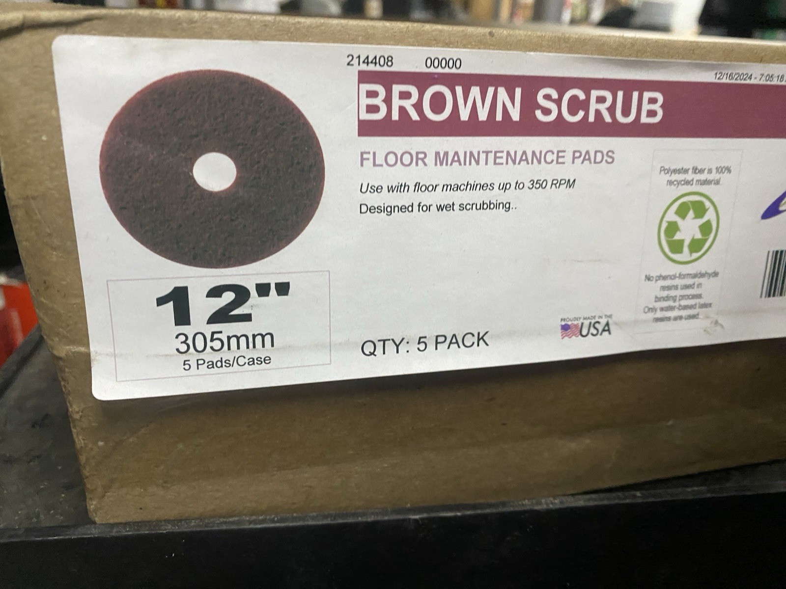 Floor Maintenance Pads Clean & Scrub – 12 Inch Brown