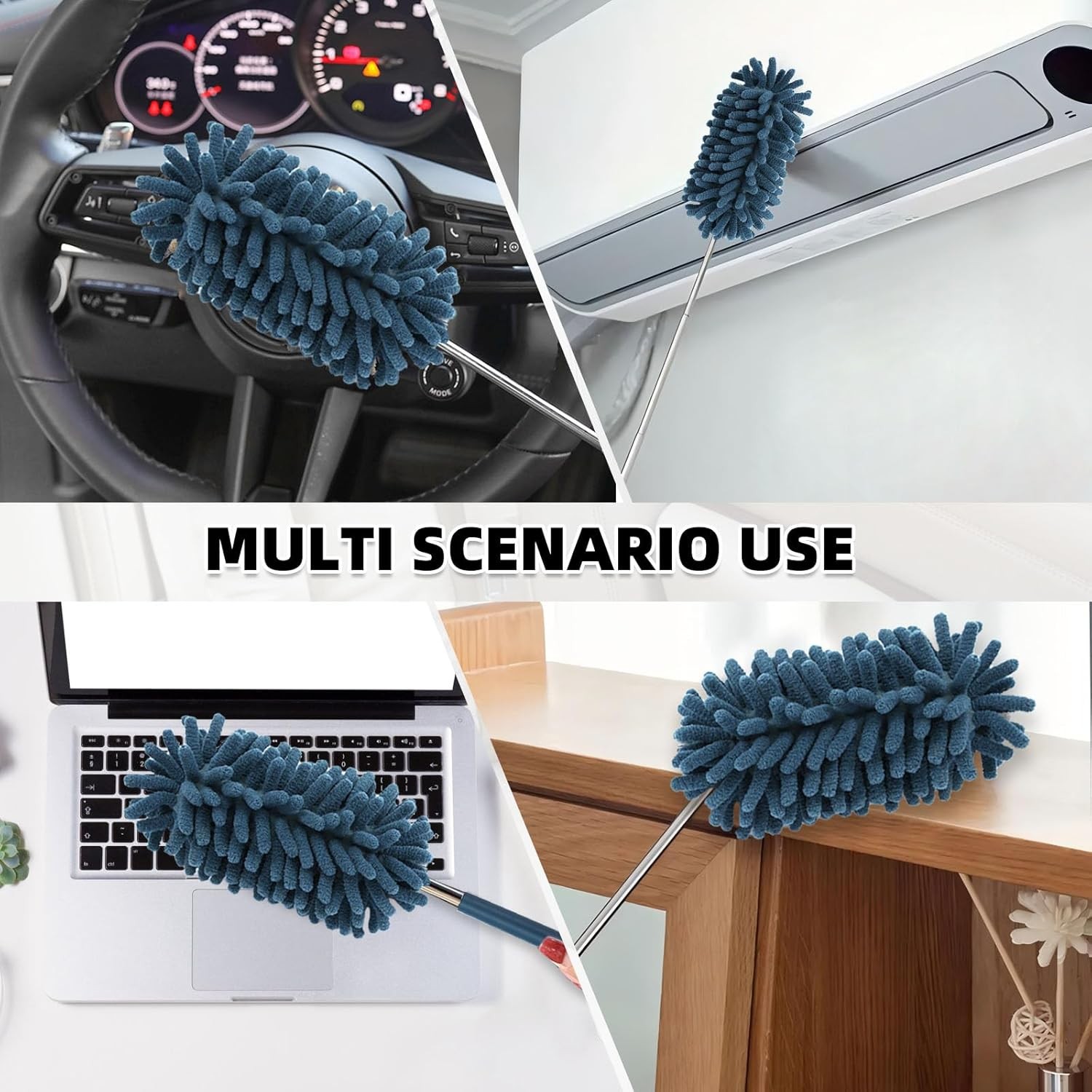 2Pcs Car Interior Duster with Extension Pole Soft Dash Vent Dusting Detailing Wa