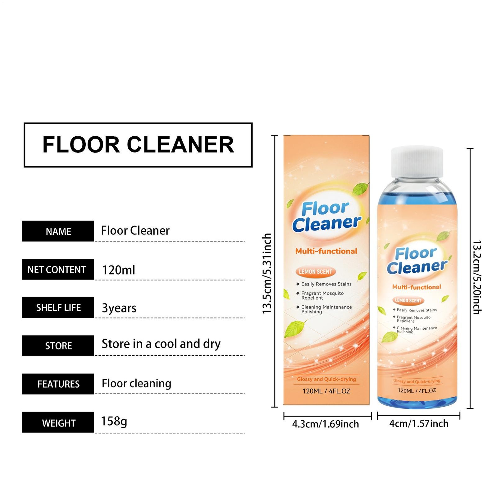 Floor Cleaner for Mopping 120ML Lemon Scent Degreaser Quick-Dry Gnat