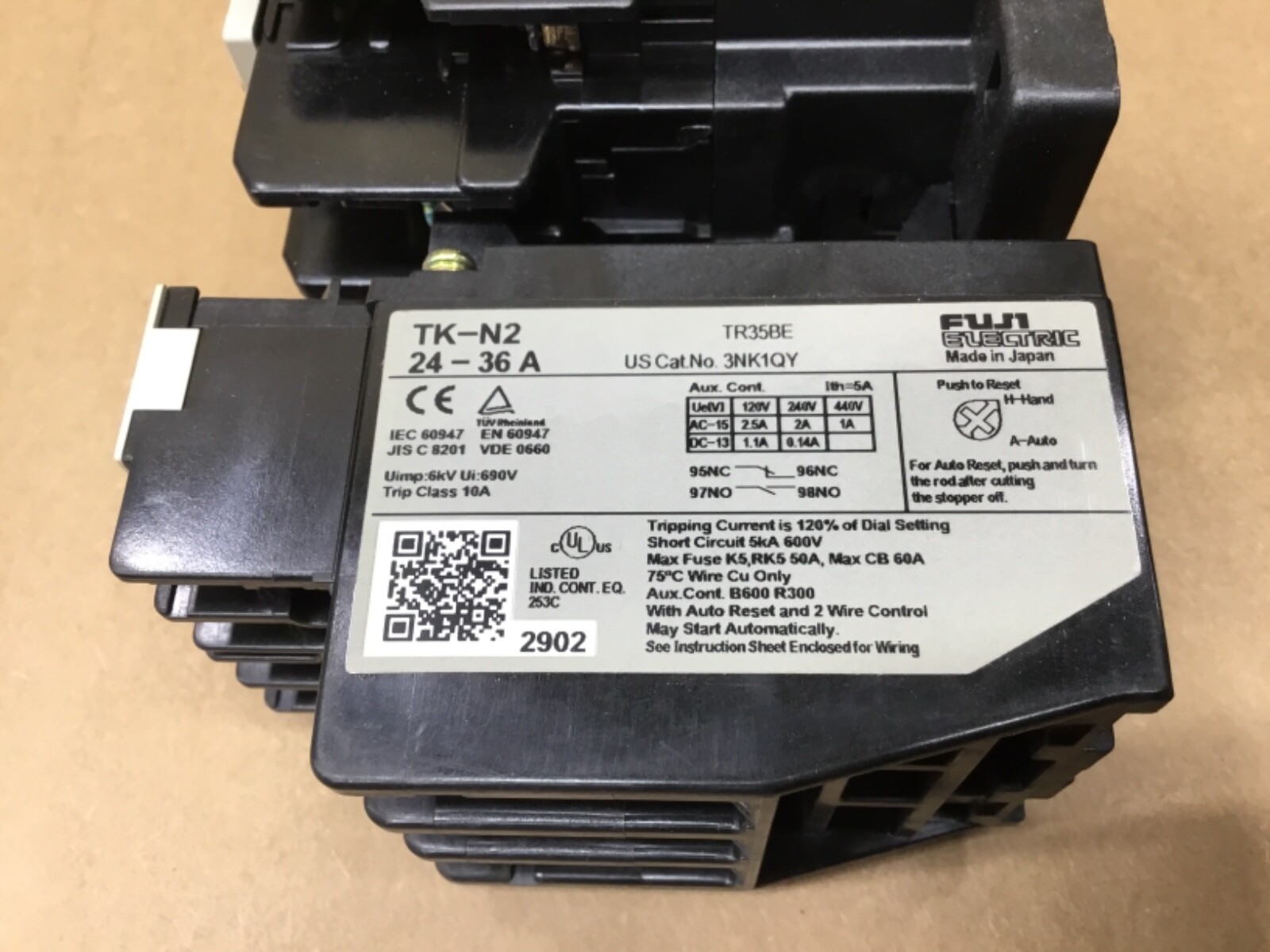 FUJI SW-N2/2E MAGNETIC SWITCH SC-N2 200-220V CONTACTOR 24-36A OVERLOAD #151A3