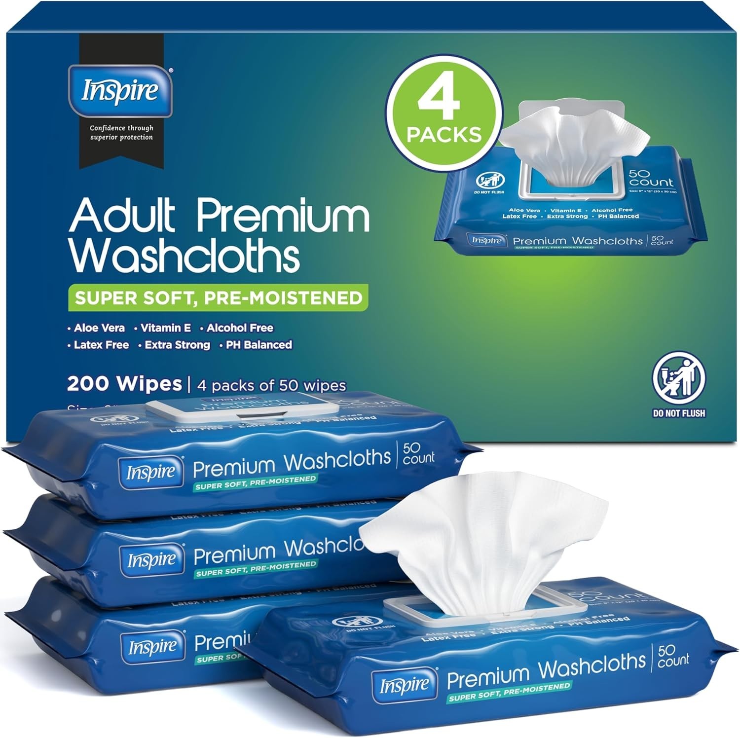 Oversized 8×12 Adult Wet Wipes | 200 Hypoallergenic Cleansing Cloths for Seniors