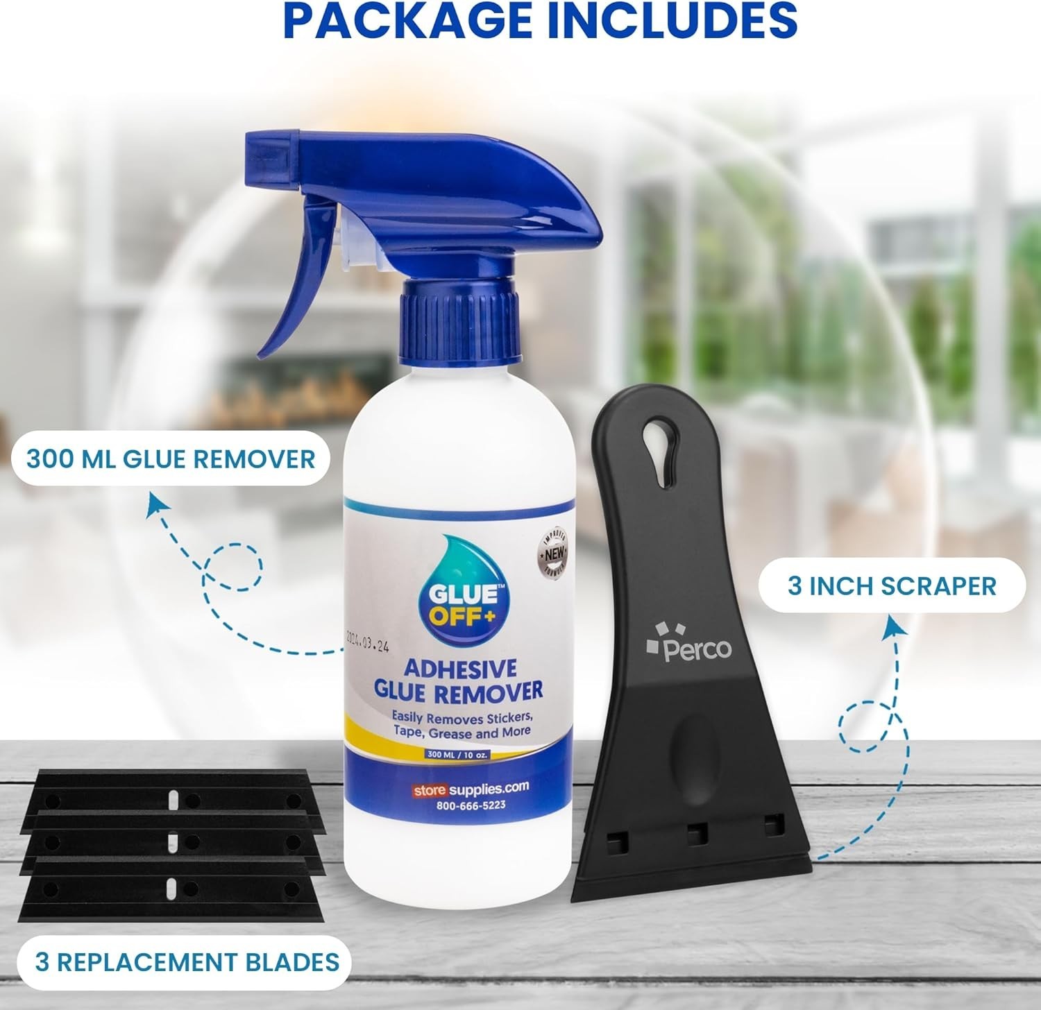 Glue Off Adhesive Remover Spray 10 fl oz with Scraper Car Sticker Residue