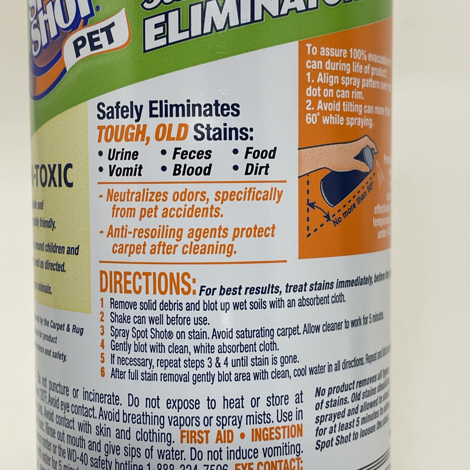 2 Spot Shot Non-Toxic Pet Instant Carpet Odor & Stain Remover 14 oz Aerosol NEW