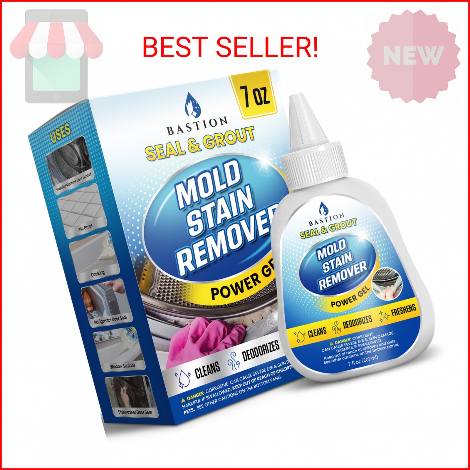 Bastion Mold Stain Remover Power Gel Cleaner Heavy Duty Cleaning Solution for Fr