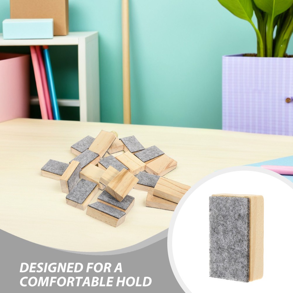 24 Pcs Small Felt Wood Eraser for Classroom Office and Home Cleaning