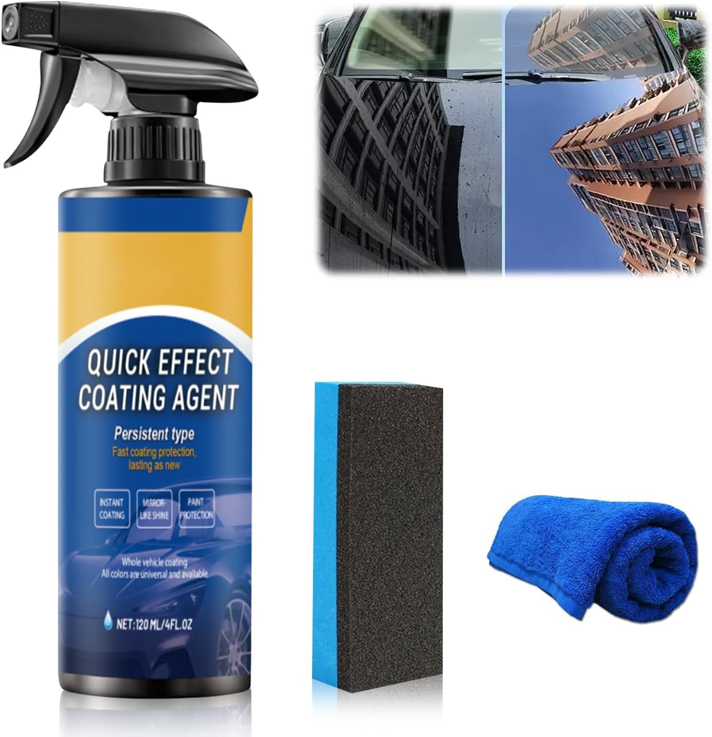 Quick Effect Car Coating Spray, Scratch Repair Wax & Glass Cleaner