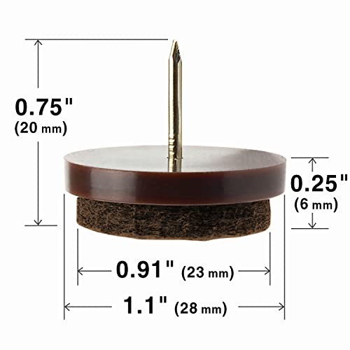 40 Pcs Nail-On Felt Furniture Pads 1.1″ Brown Floor Protectors for Chair Legs