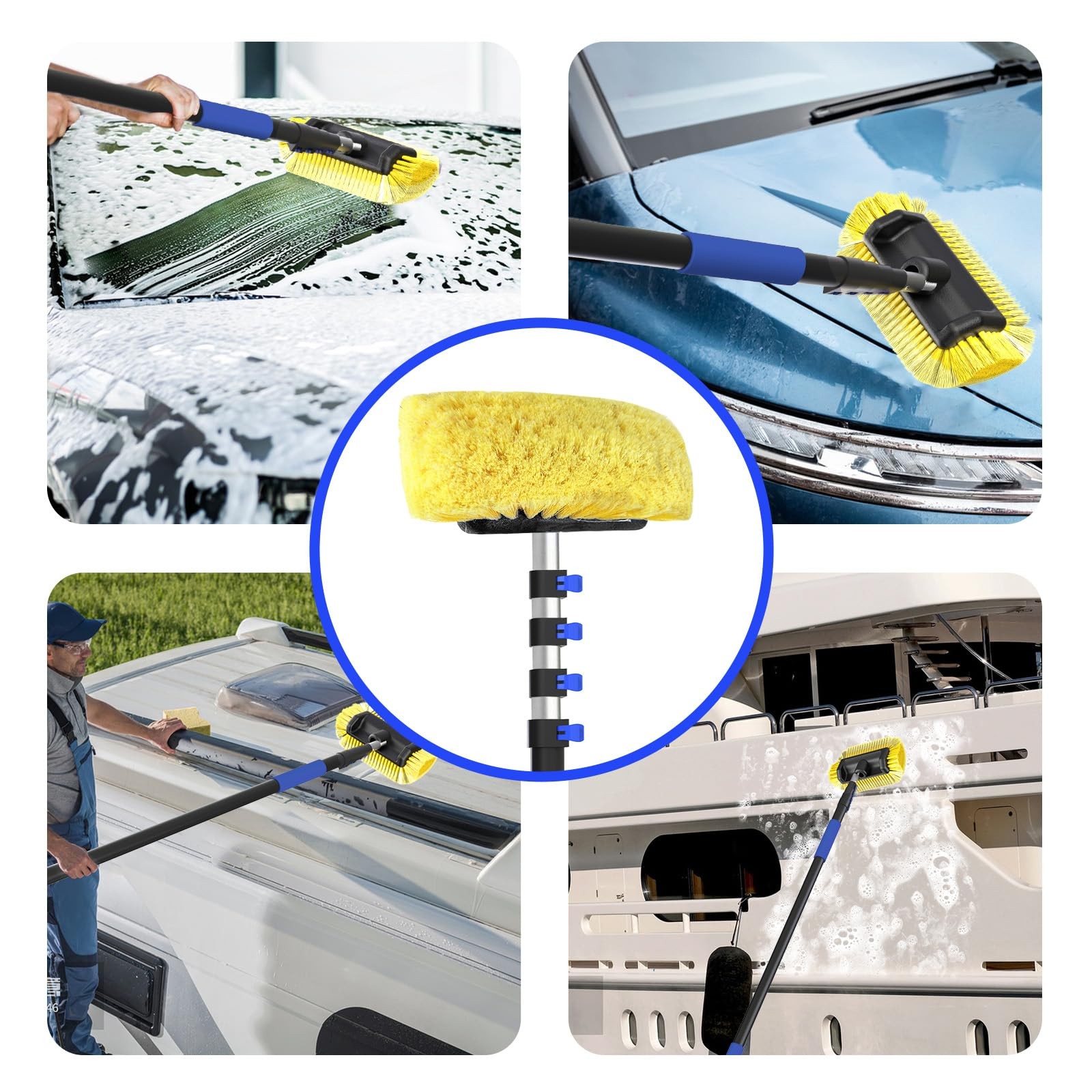 26Ft Telescoping Car Wash Brush with Soft Bristles for Scratch-Free Cleaning
