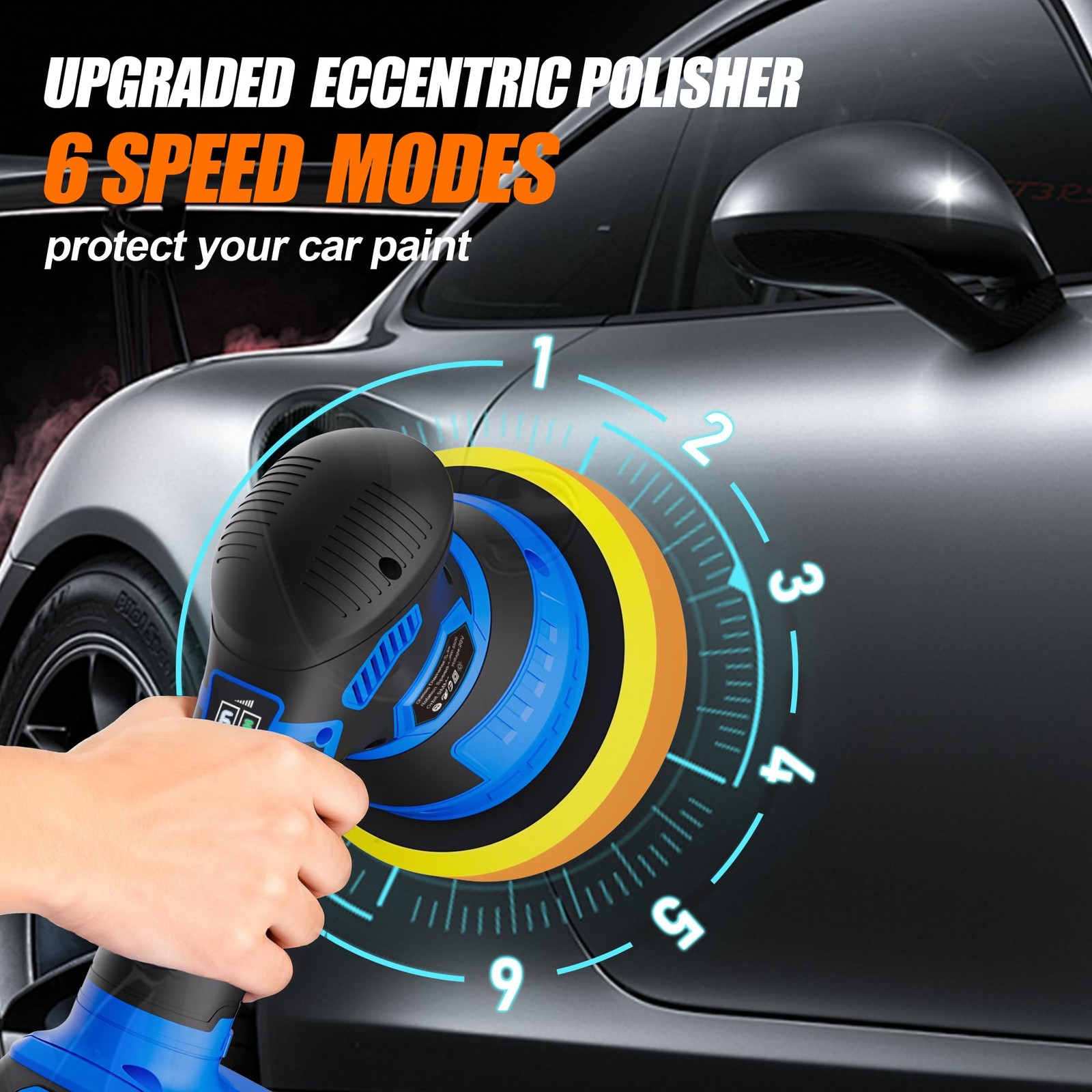 Cordless 6-Inch Car Polisher Kit with 2 Batteries, 6 Speeds & Scratch Removal