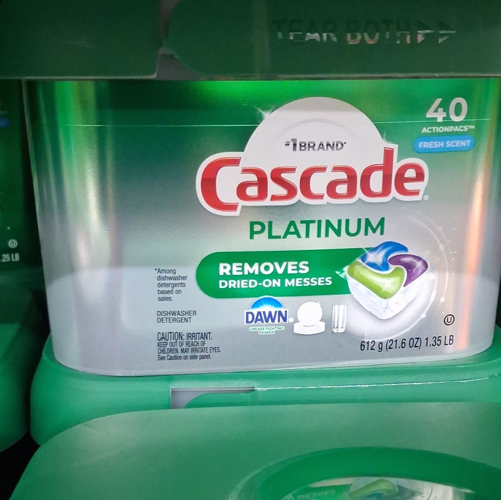 Cascade Platinum ActionPacs Dishwasher Detergent Fresh Scent 40 Ct No Phos