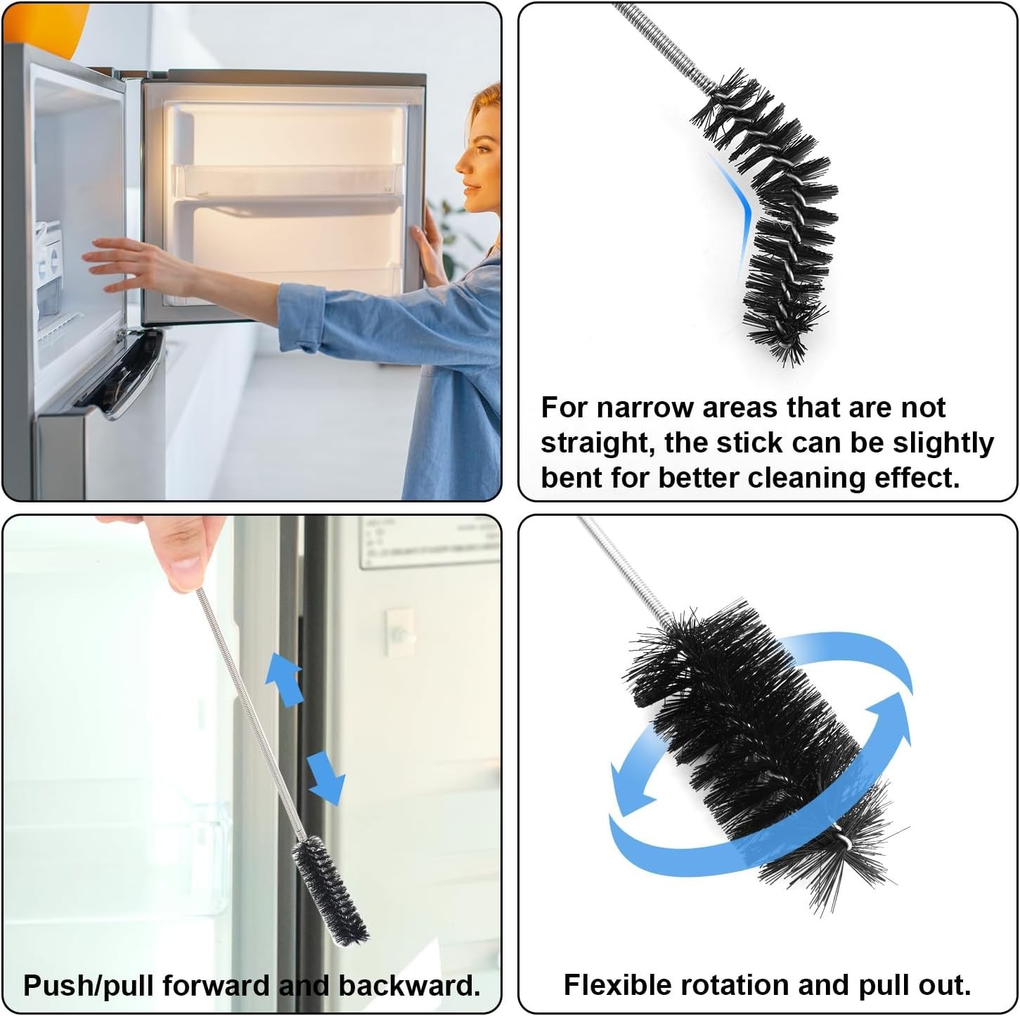 Flexible Metal Tube Brush 66.93 Inch Drain Pipe Cleaning Tool for Narrow Holes