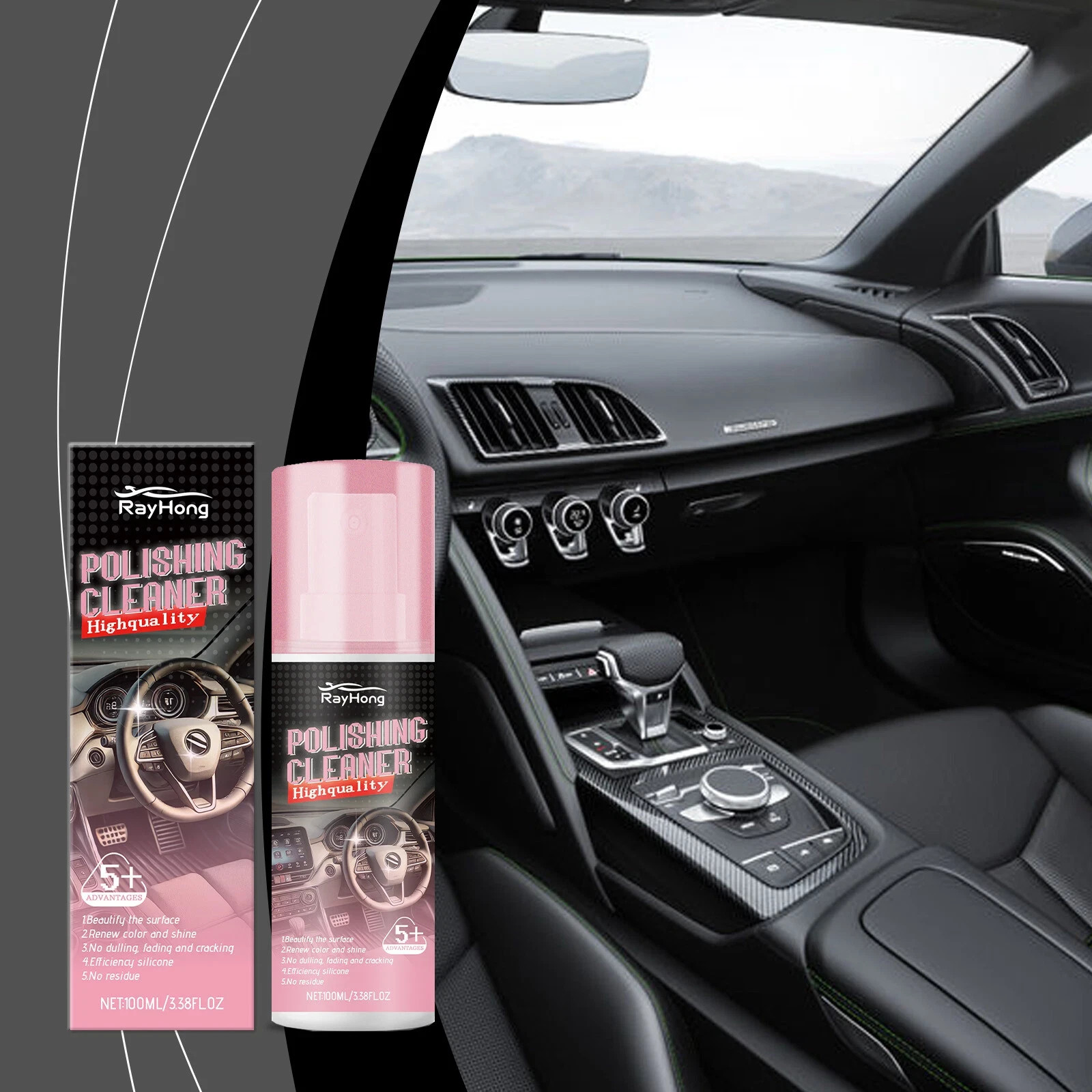 1pc 100ml Automotive Interior Polishing Agent Detailer Cleaner Maintenance Stain