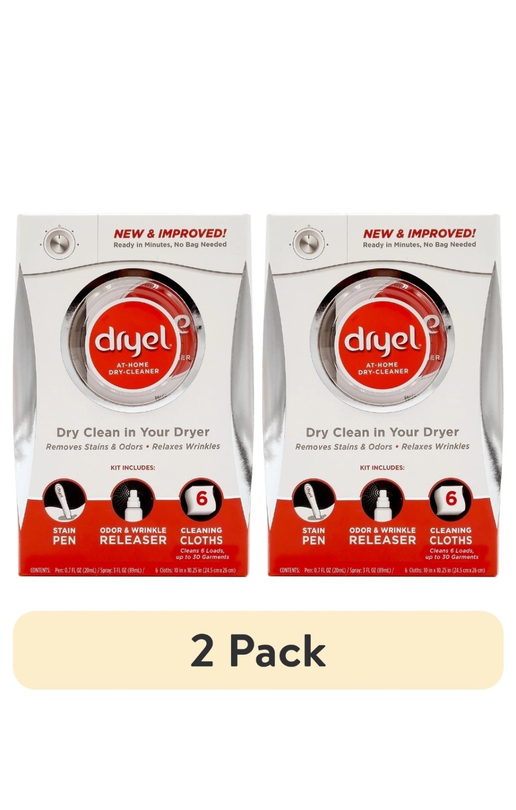 (2 pack)Dryel At Home Dry Cleaner Starter Kit with 6 Cleaning Cloths,Fresh Scent