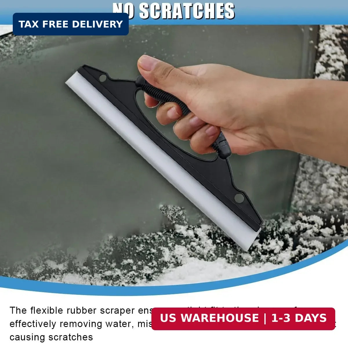 Car Wash Squeegee, 12 Inch Automotive Window Squeegees for Drying, Antislip Sili