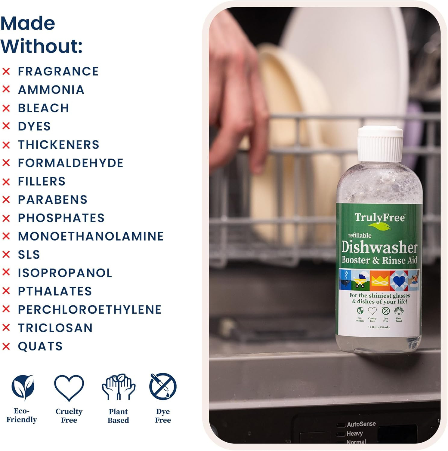 Truly Free Natural Dishwasher Booster & Rinse Aid Kit – Non-Toxic Dishwashing Ai