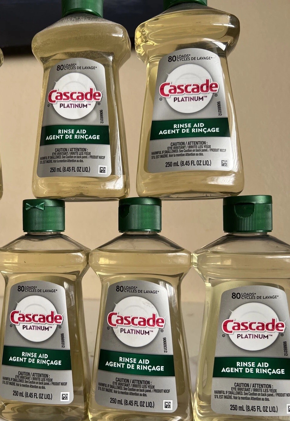 Cascade Power Dry Dishwasher Rinse Aid, 8.45 Oz Each PACK OF 5 New Unsealed