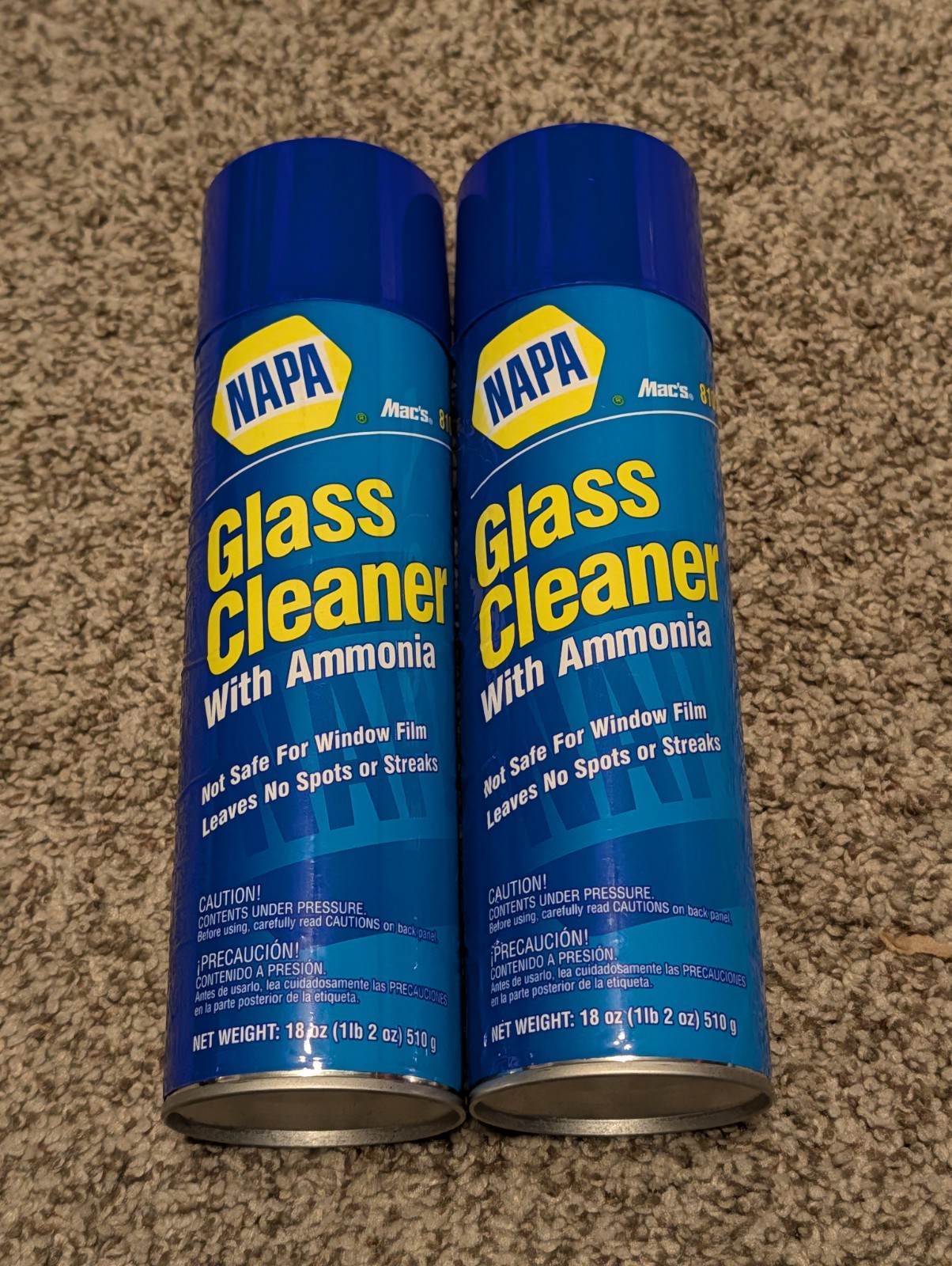 NAPA Glass Cleaner Aerosol With Ammonia Streak Free 18 oz 2-Pack MPN 8100