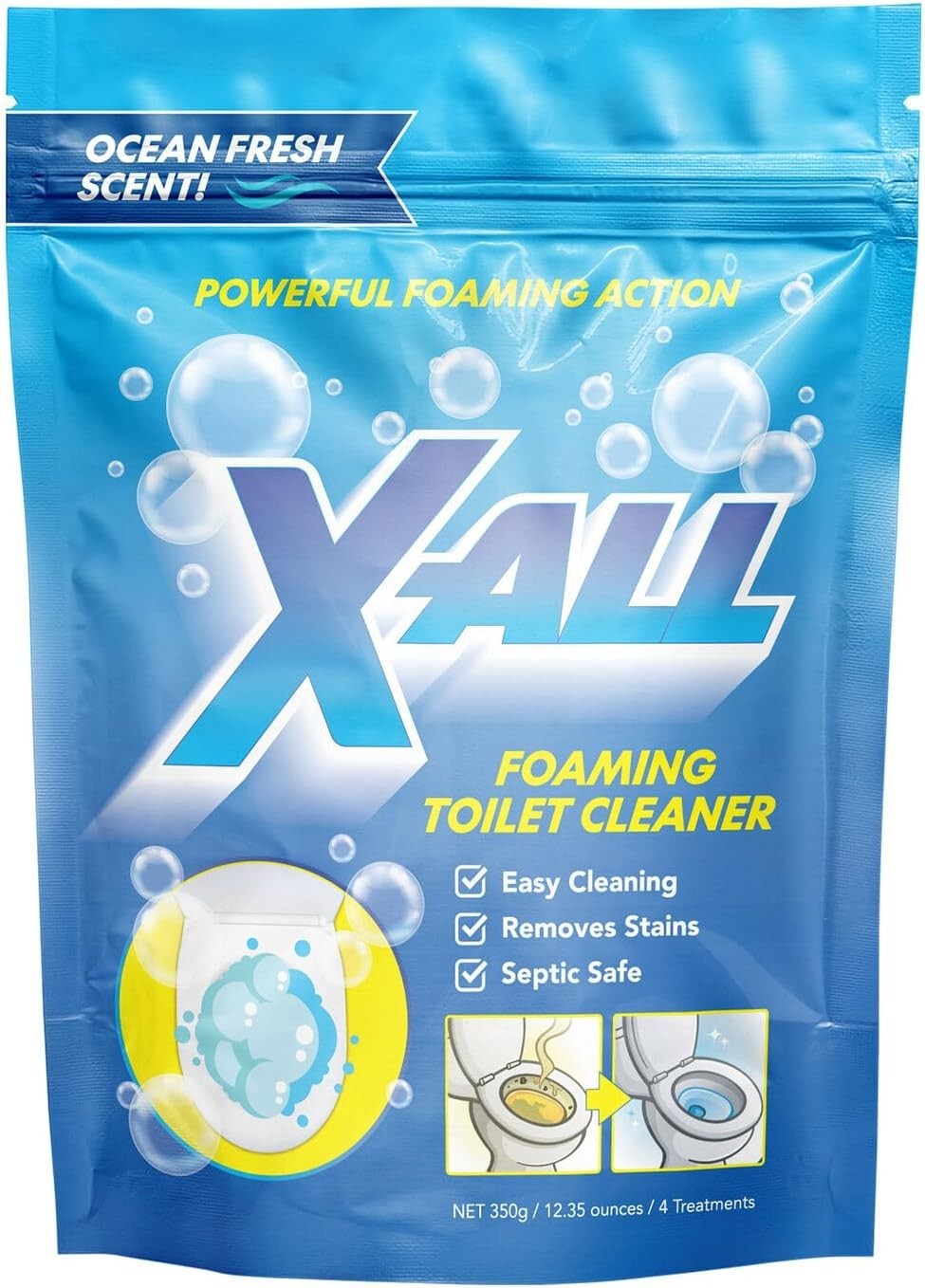 14oz Foaming Toilet Cleaner – Fume-Free Self-Activating Powder for Deep Cleaning