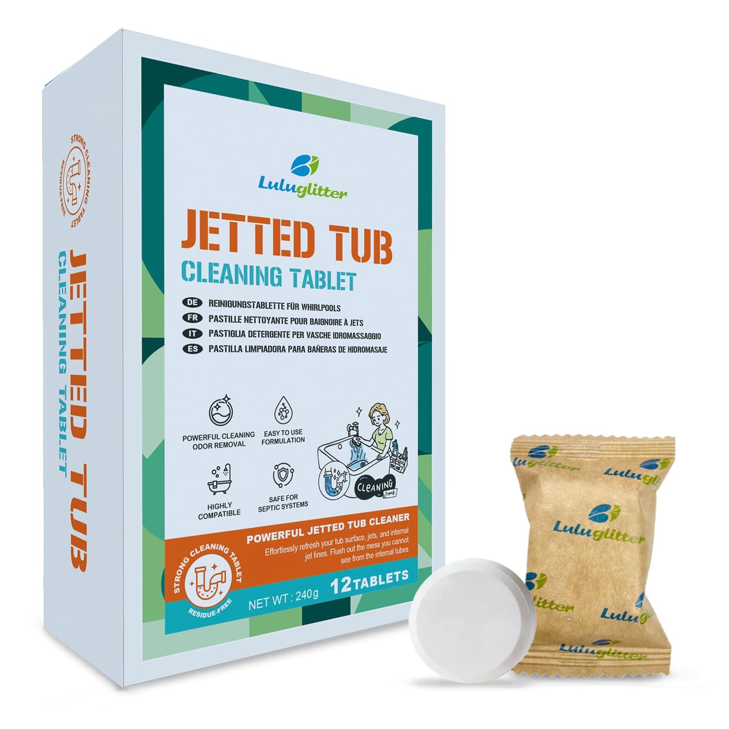 Jetted Tub Cleaner Spa Bathtub Cleaning 12 tabs Universal