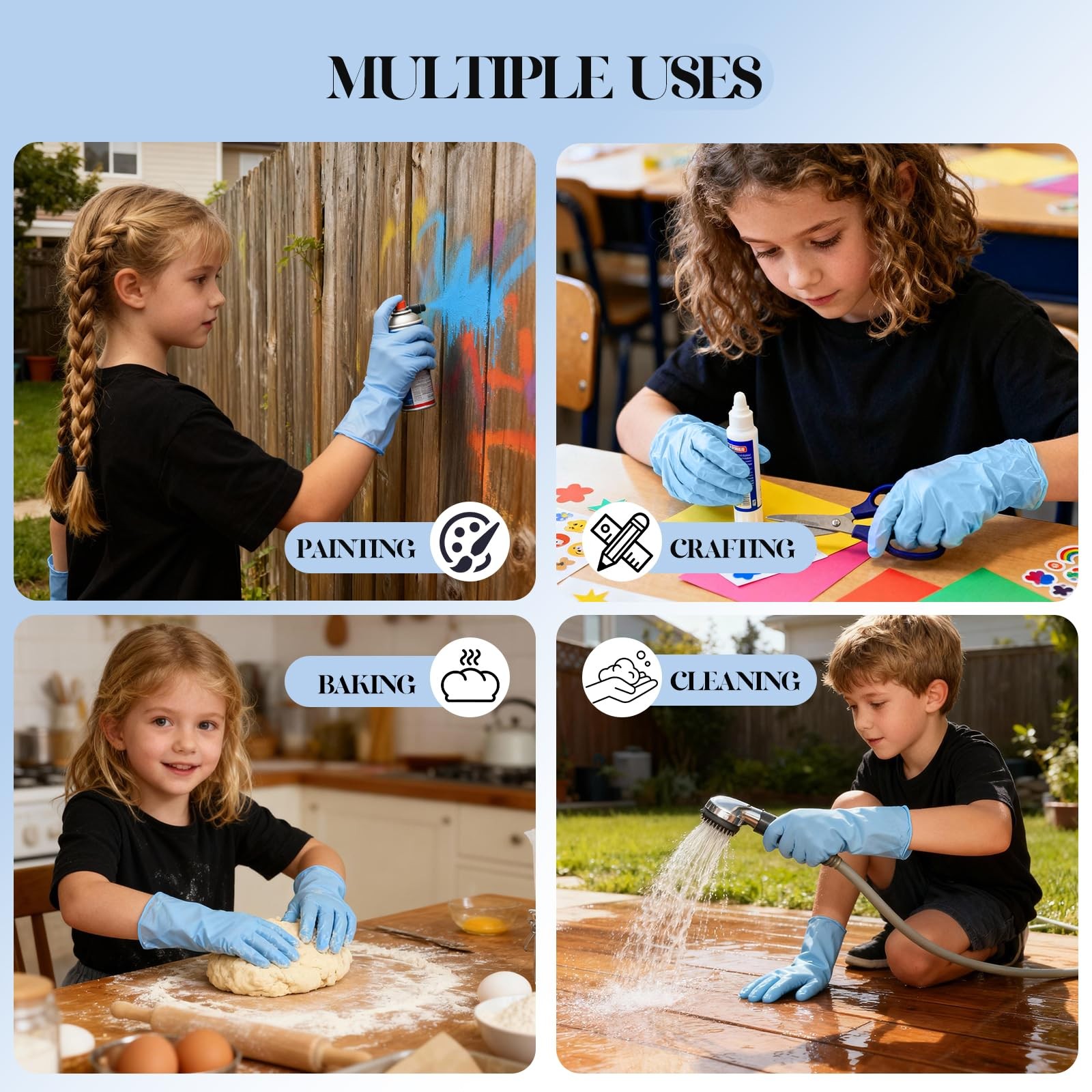 Xandoval Kids Nitrile Gloves for 6-10 Years, 5Mil Blue Small, of 100pcs