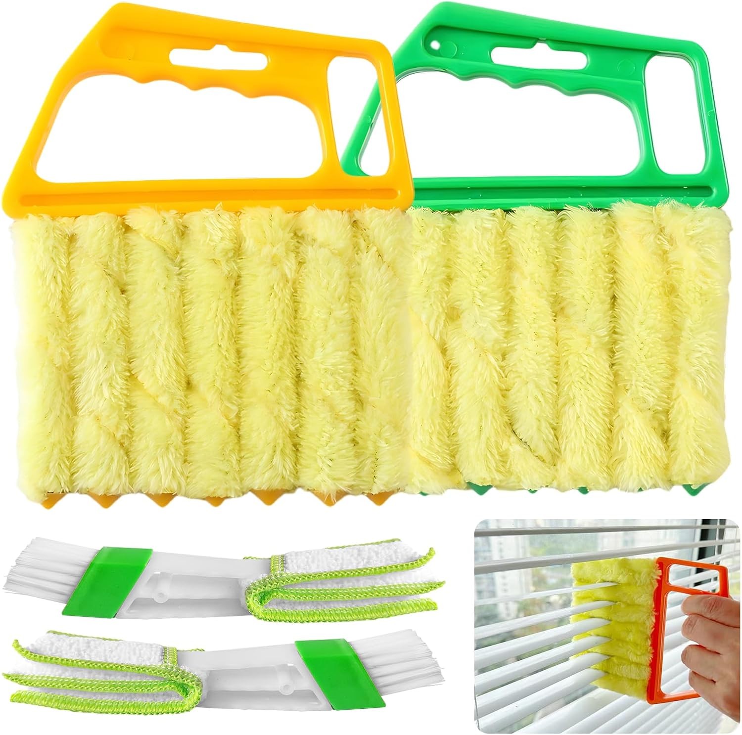 4 Pack Window Blind Cleaner Duster Tool 7 Finger Venetian Scrub Brush W/