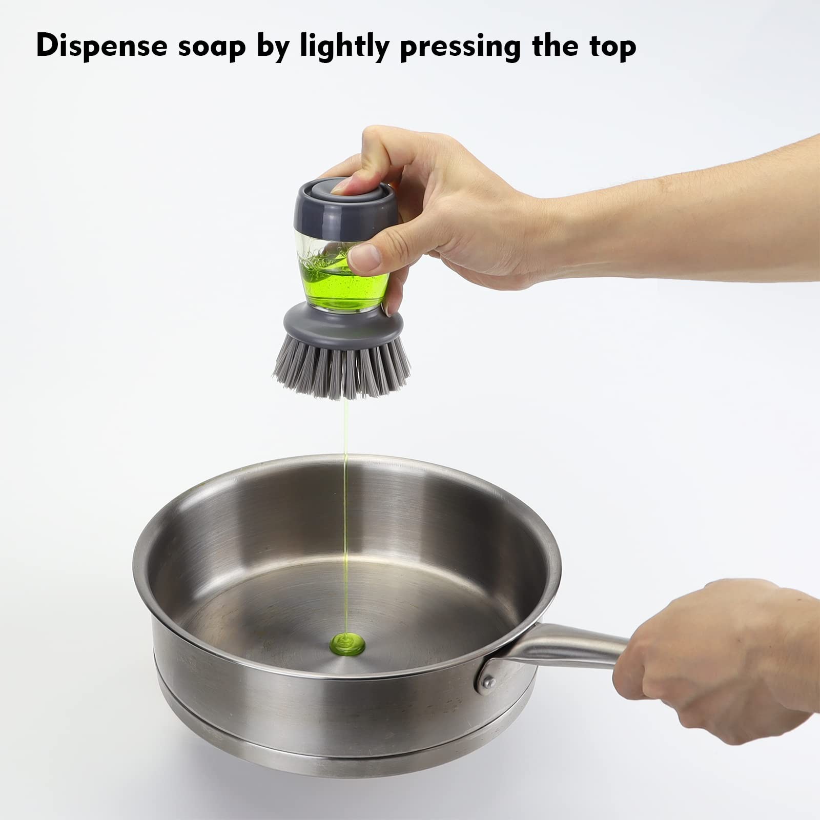 Dish Brush with Soap Dispenser Kitchen Scrub Brush for Dishes Pots Pans Sink Cl