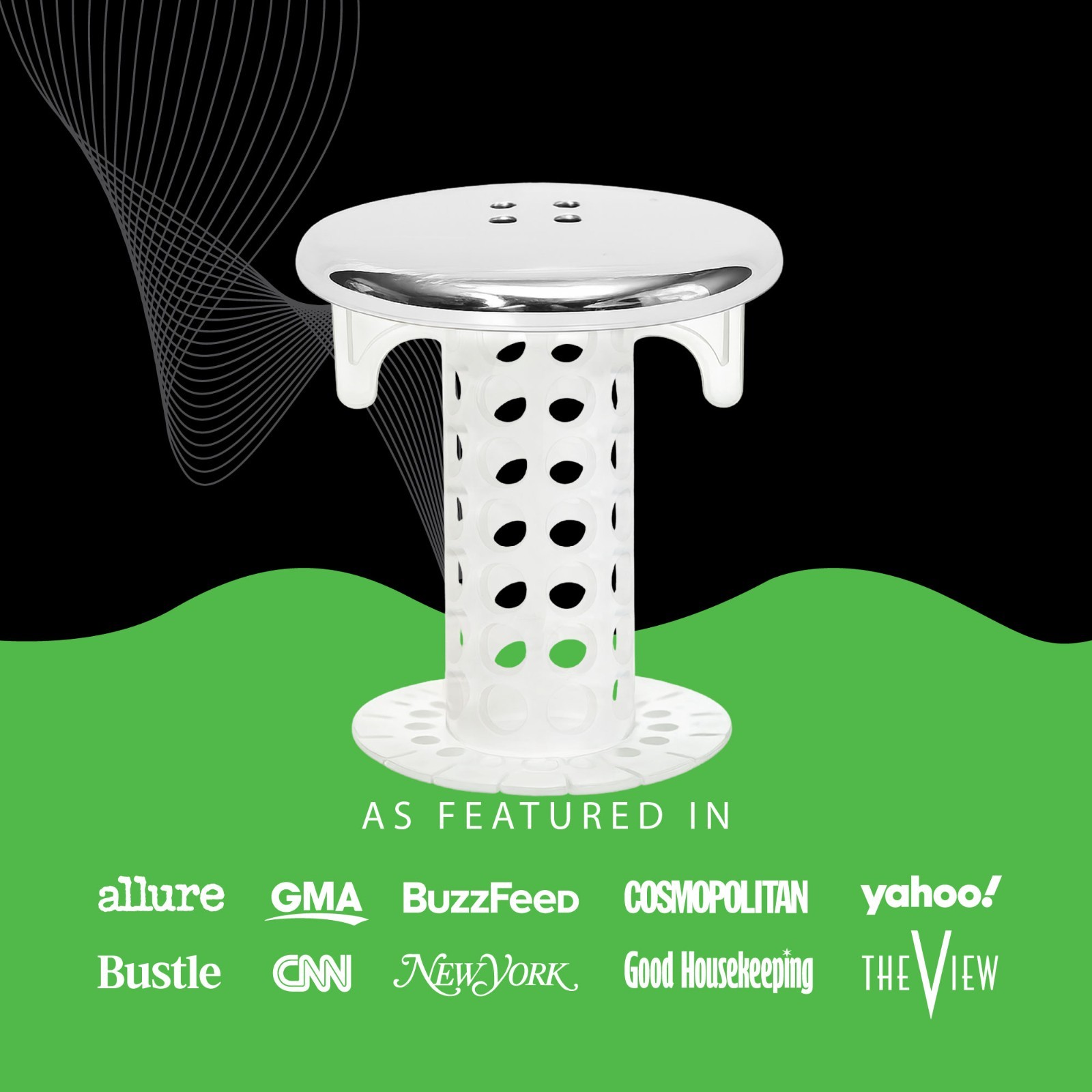 SinkShroom® Chrome Award-Winning Drain Hair Catcher Strainer Snare by TubShroom
