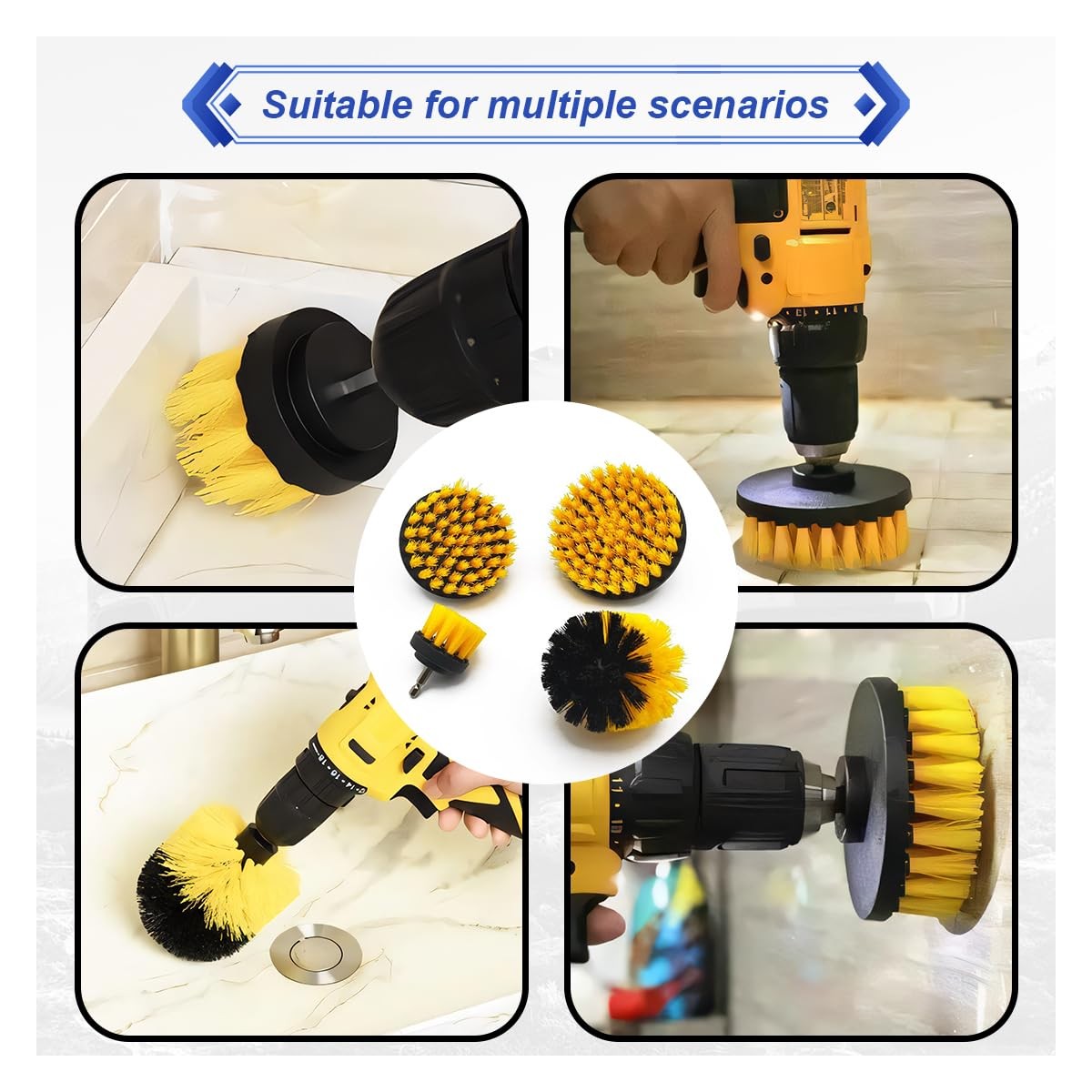 4PCS Drill Brush Attachment Set, Mult-Purpose Car Wash Brush, Rotary Detailin…