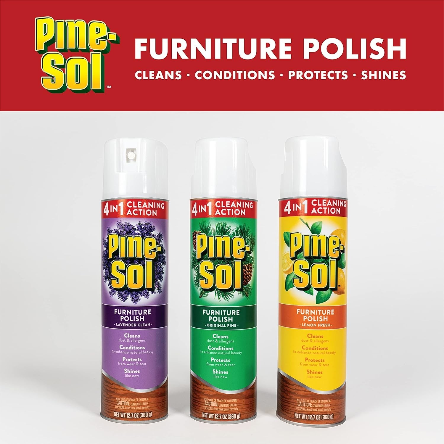 Restore and Protect Wood: 4-in-1 Polish Spray with Pine Scent, 12.7 Oz