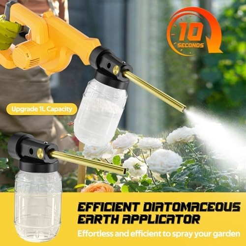 Electric Diatomaceous Earth Duster for 20V/60V Battery, Garden Dust Applicator,