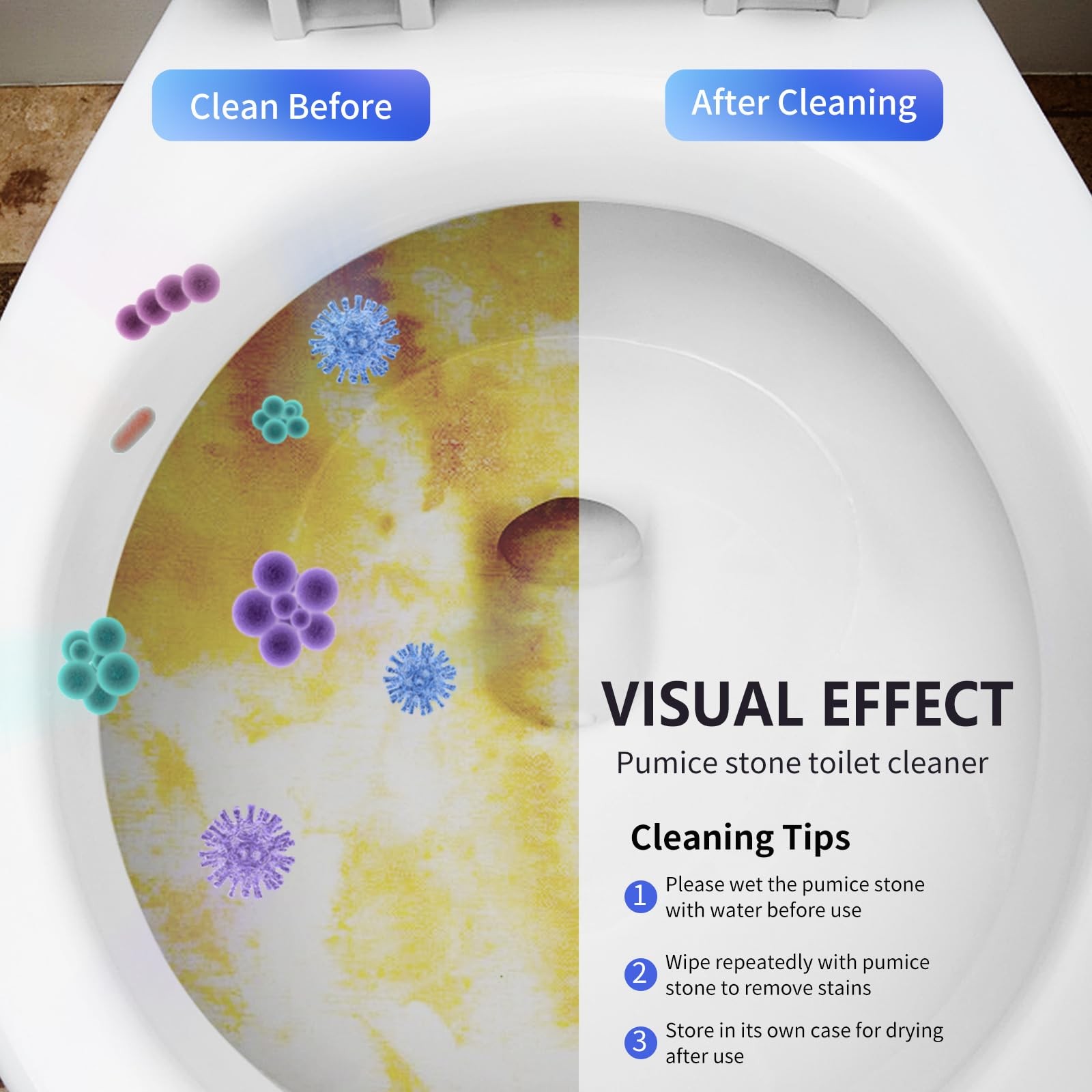 Toilet Bowl Cleaner Pumice Stone -Hard Water Stain Remover Powerfully Removes…