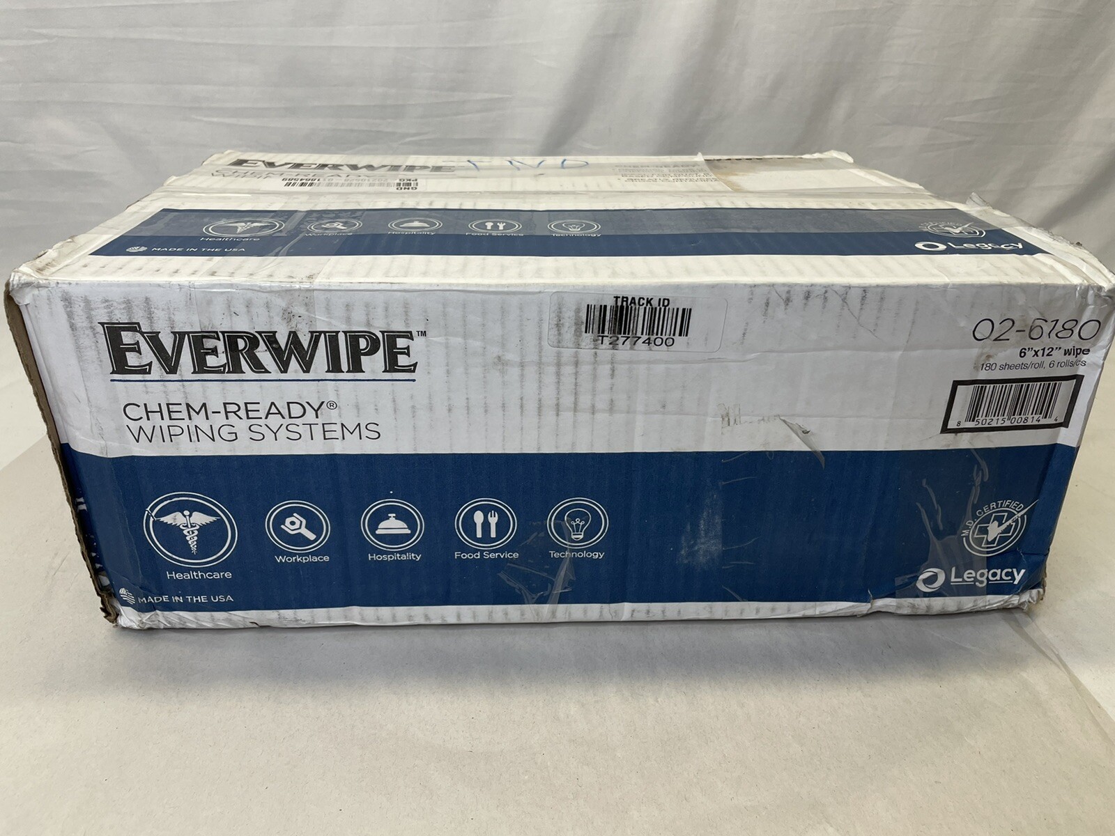 Everwipe Chem-Ready Hybrid Wiping System, Includes Bucket & 5 Rolls Dry Wipes