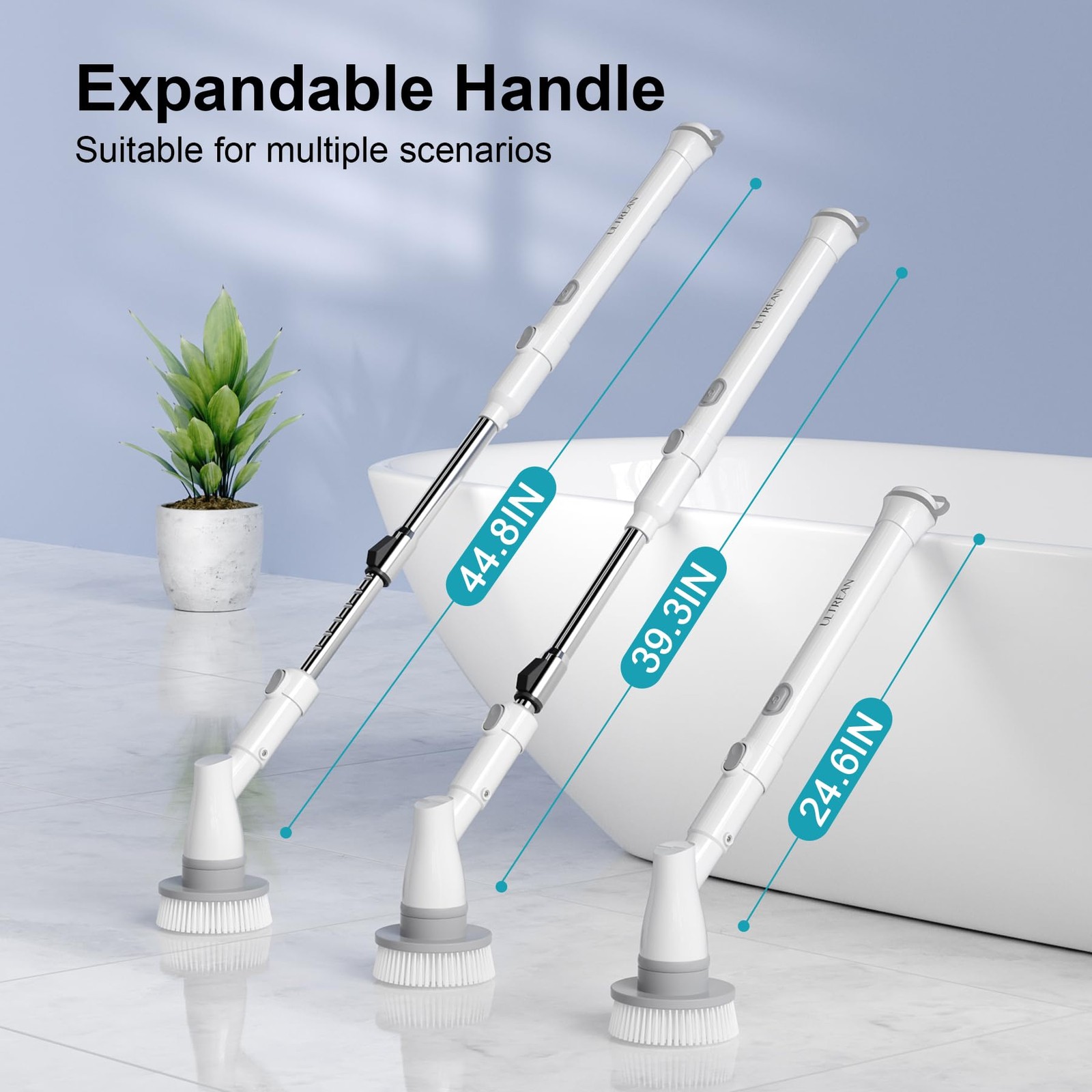 Electric Spin Scrubber Cordless Spin Scrubber With 4 Replaceable Brush Heads Adj