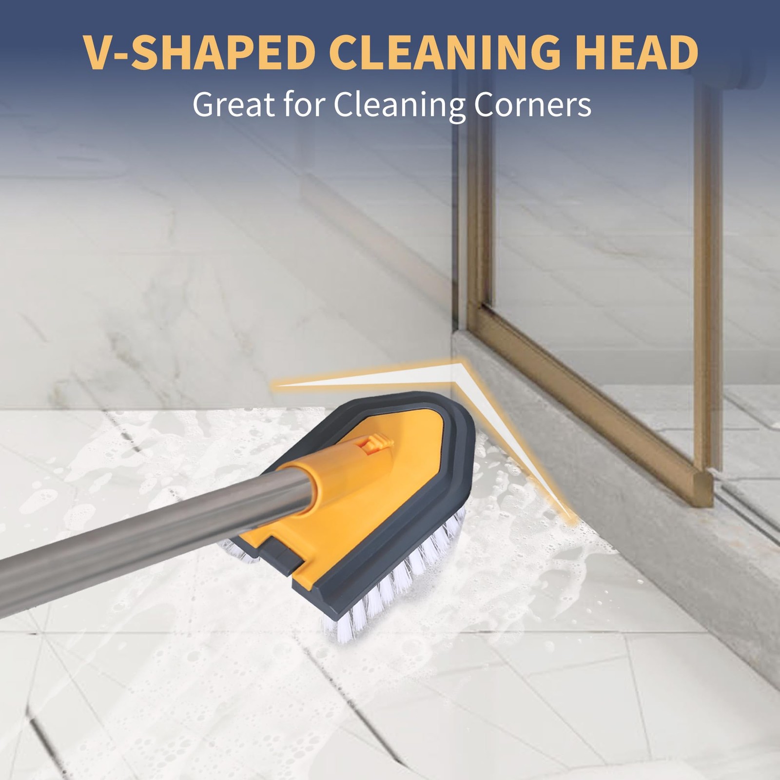 Tub Cleaner Brush with Long Handle, 55″ Extendable Tub Scrubber with Locking …